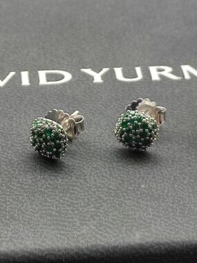 David Yurman Green Diamond Stud Earrings